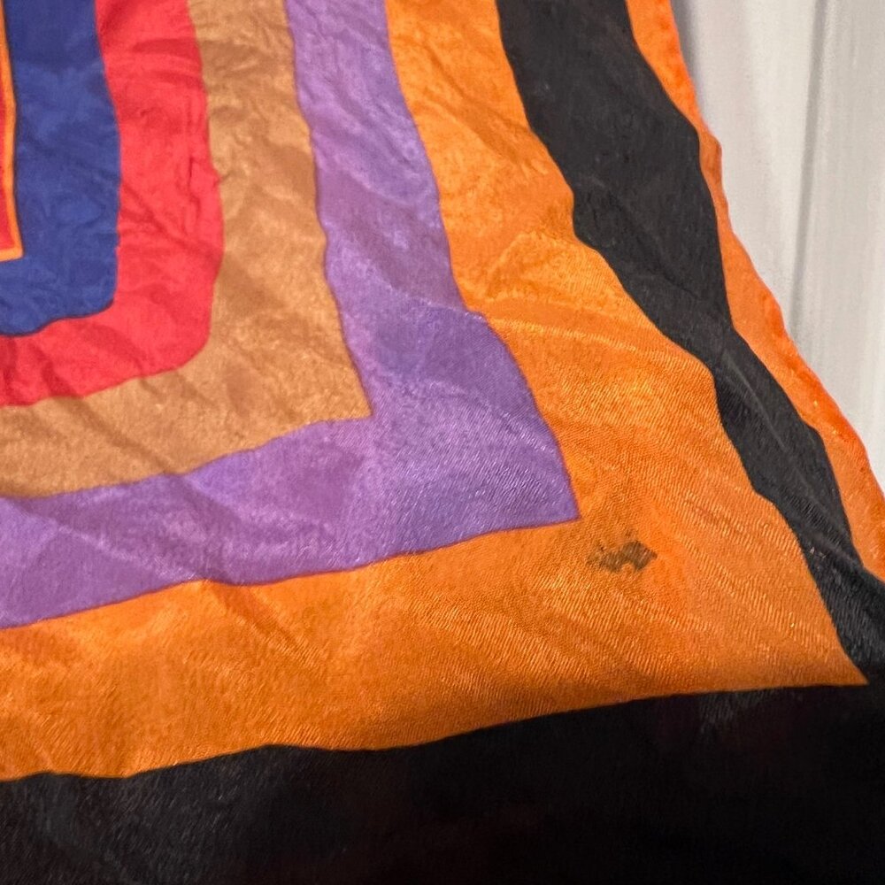 Kenzo-Silk Scarf-21"x 21"-Vintage-Multi Color-Stripes-Casual-Classy-Versatile - Picture 9 of 9